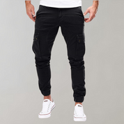 Men's Cargo Pants - Elastic Waist Workwear - Black