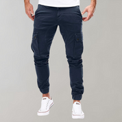 Men's Cargo Pants - Elastic Waist Workwear - Blue