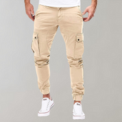 Men's Cargo Pants - Elastic Waist Workwear - Cream
