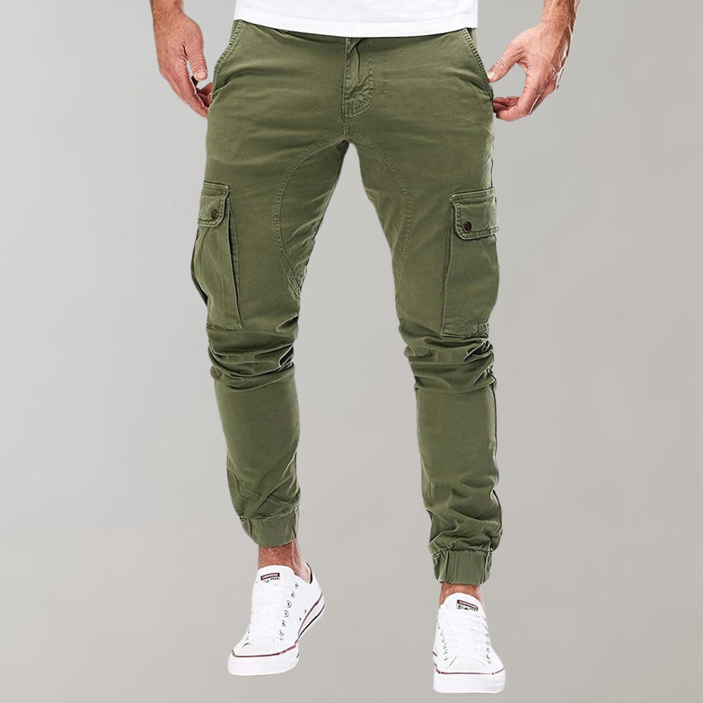 Men's Cargo Pants - Elastic Waist Workwear - Green