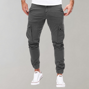 Men's Cargo Pants - Elastic Waist Workwear - Grey