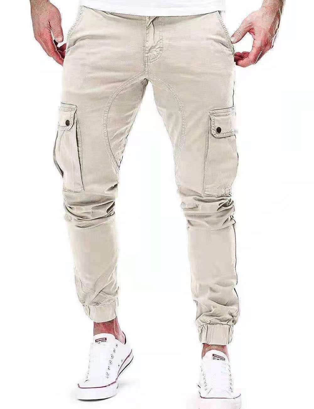 Men's Cargo Pants - Elastic Waist Workwear - White
