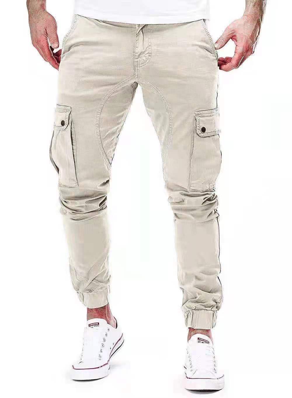 Men's Cargo Pants - Elastic Waist Workwear - White