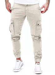 Men's Cargo Pants - Elastic Waist Workwear - White