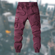 Men's Cargo Pants - Relaxed Fit with Drawstring - Red