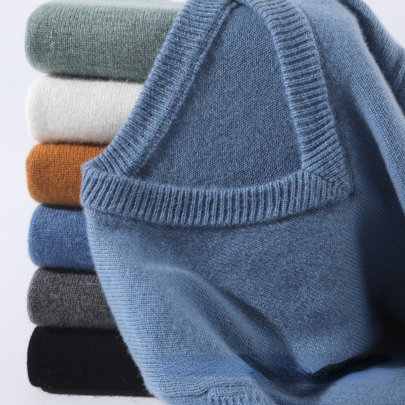 Men's Cashmere Crew Neck Sweater - Classic Knit