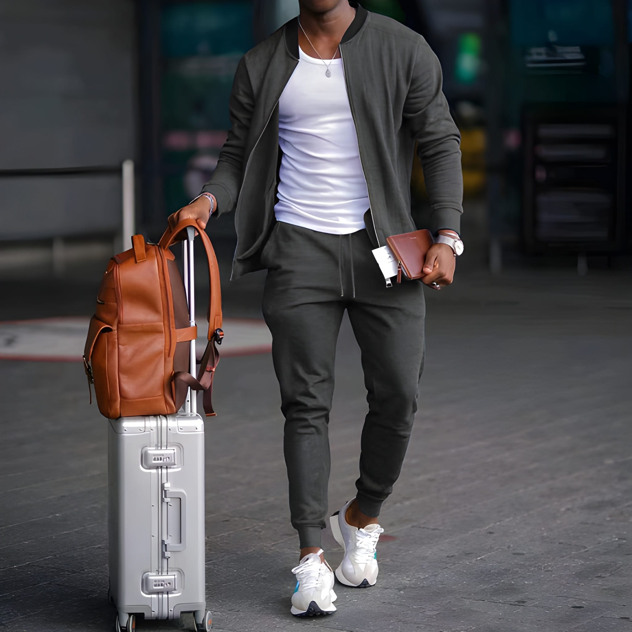 Men's Casual Two-Piece Travel Set - Versatile Jacket & Trousers - Charcoal