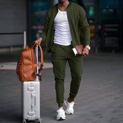 Men's Casual Two-Piece Travel Set - Versatile Jacket & Trousers - Green