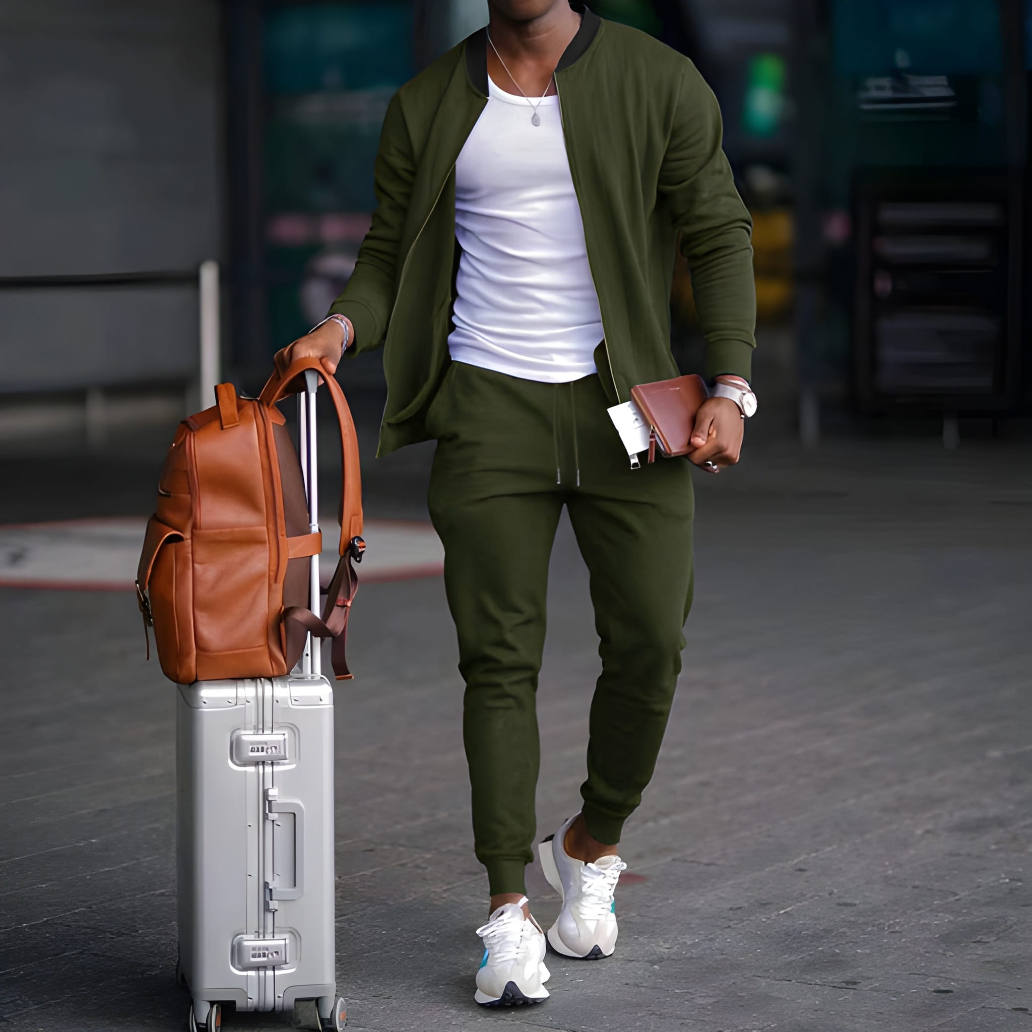 Men's Casual Two-Piece Travel Set - Versatile Jacket & Trousers - Green