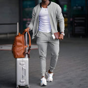 Men's Casual Two-Piece Travel Set - Versatile Jacket & Trousers - Grey