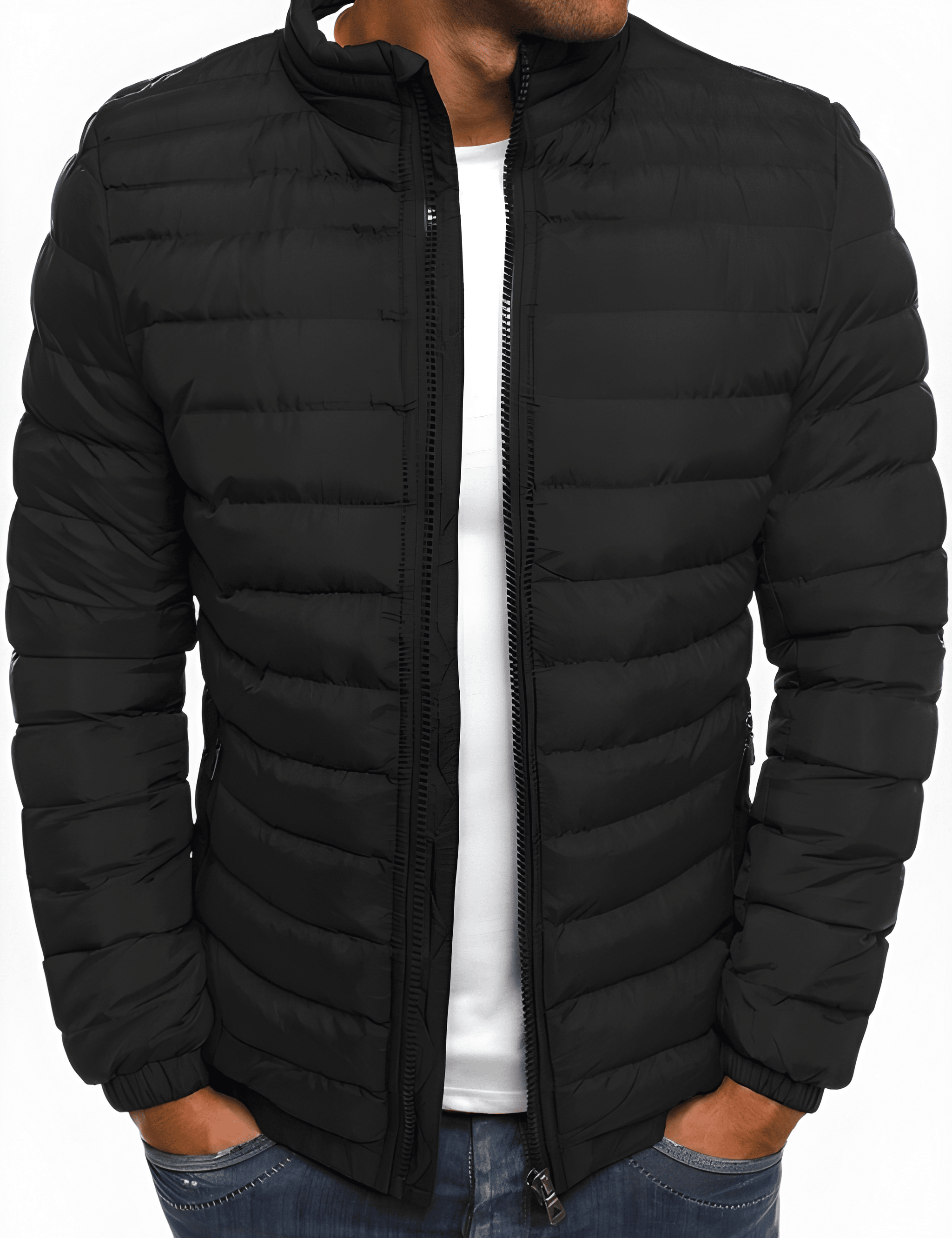 Men's Casual Winter Jacket - Warm & Comfortable Puffer Coat - Black