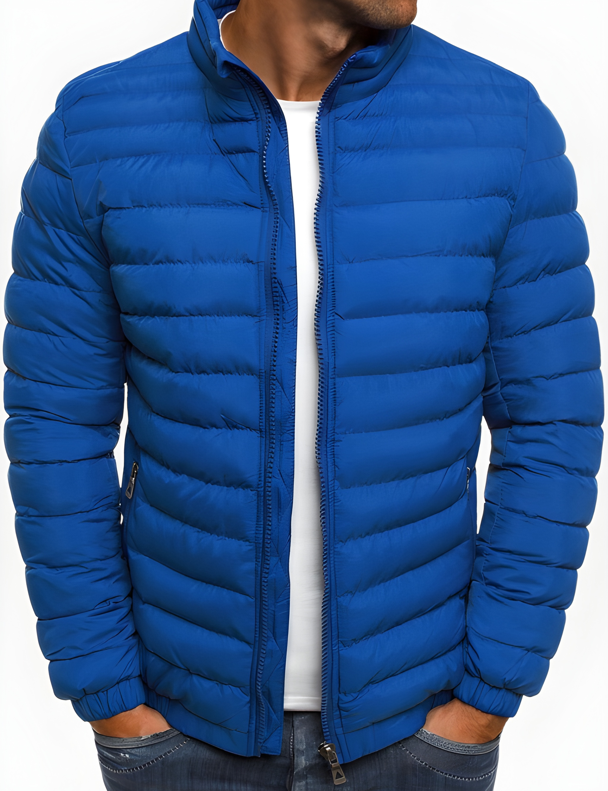 Men's Casual Winter Jacket - Warm & Comfortable Puffer Coat - Blue
