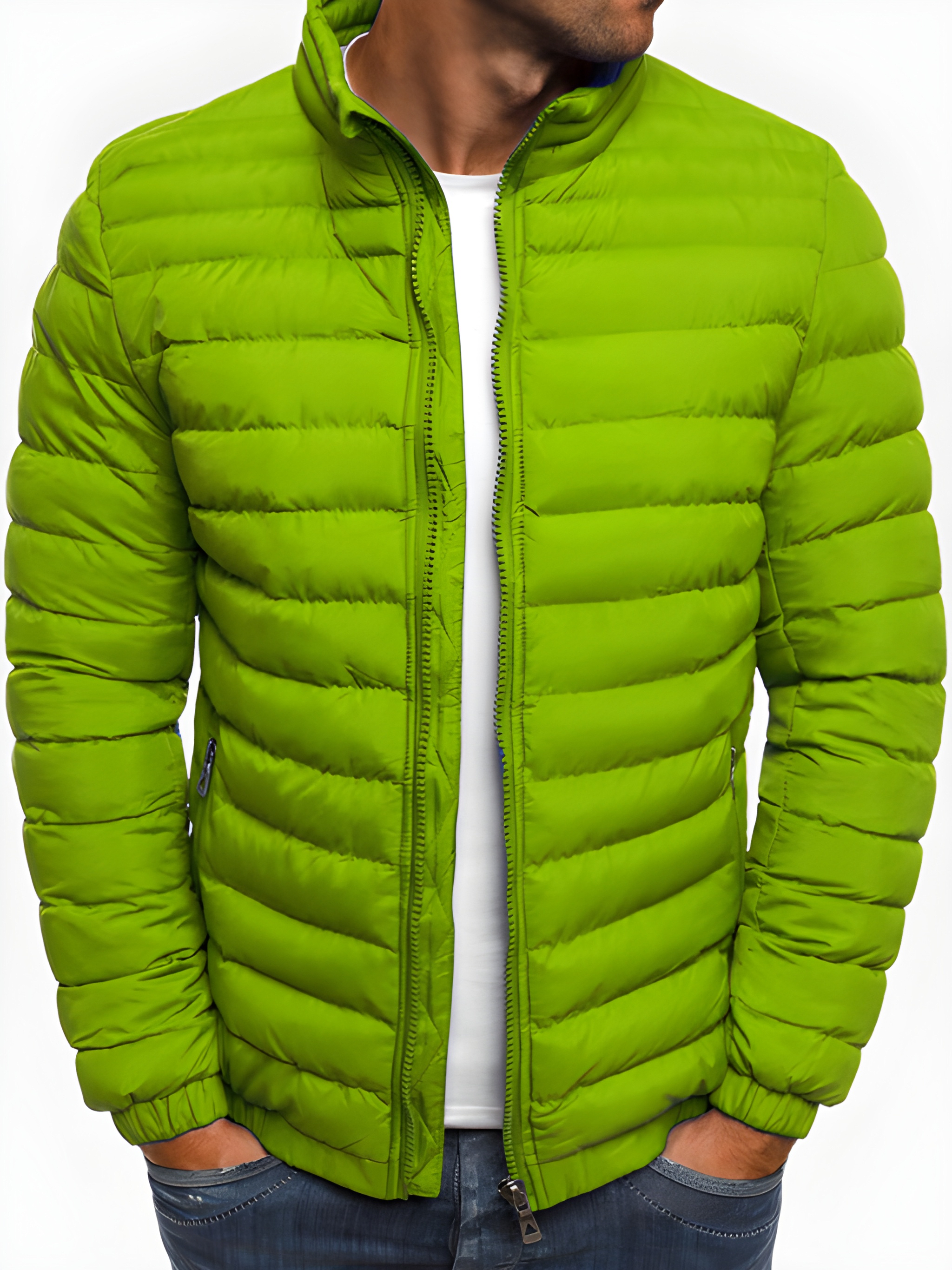 Men's Casual Winter Jacket - Warm & Comfortable Puffer Coat - Green