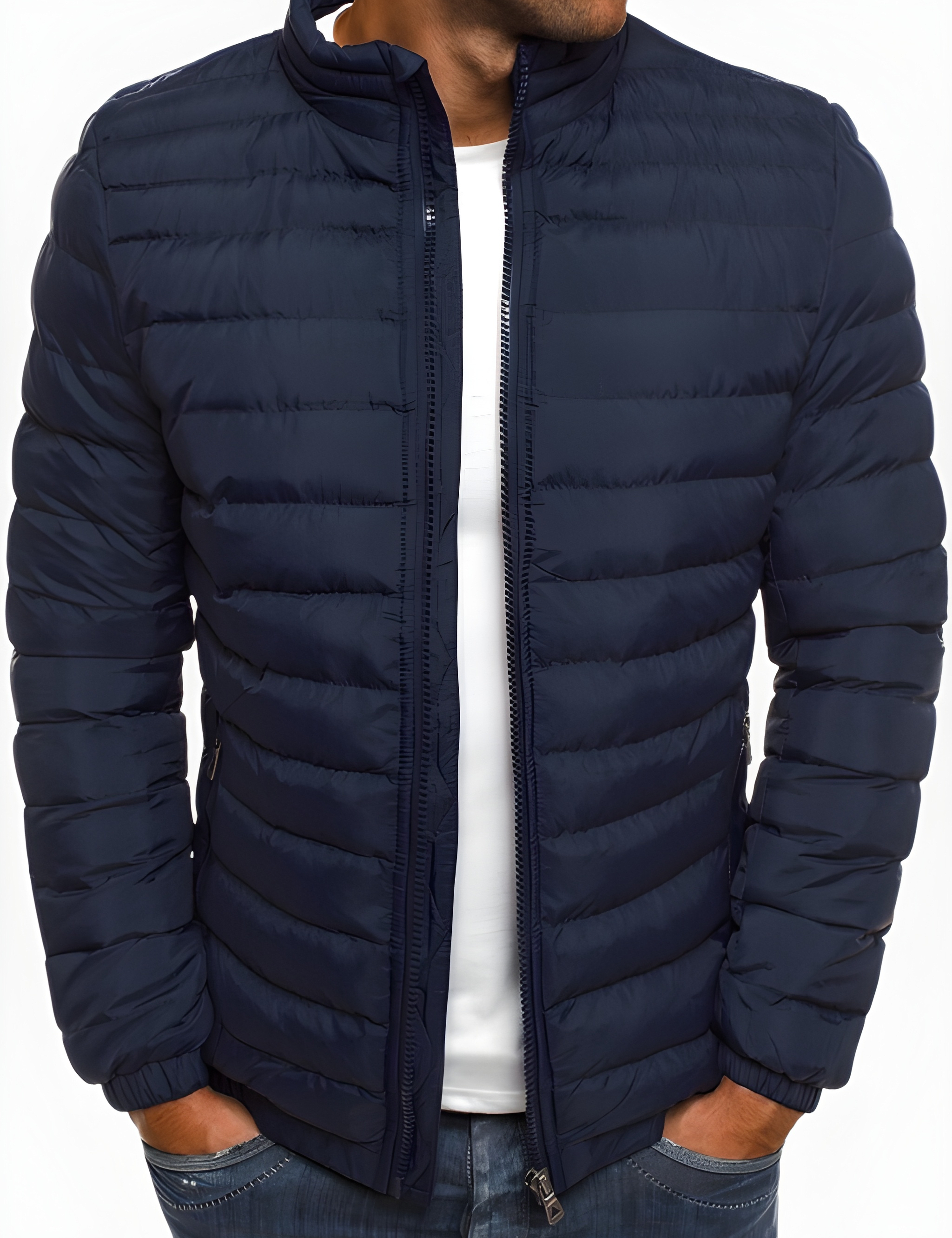 Men's Casual Winter Jacket - Warm & Comfortable Puffer Coat - Navy