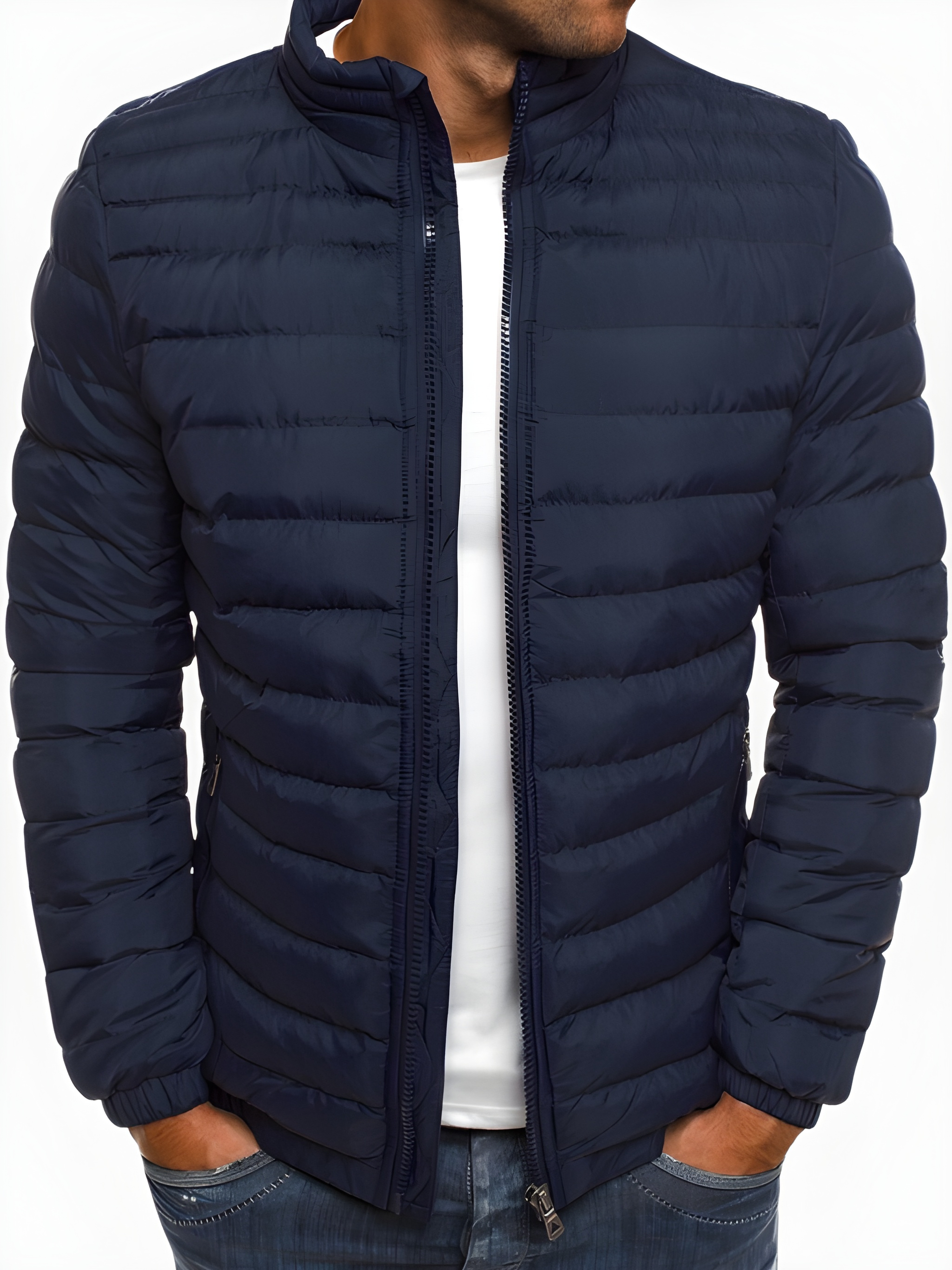 Men's Casual Winter Jacket - Warm & Comfortable Puffer Coat - Navy
