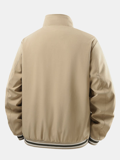 Men's Checked Lined Zip-Up Jacket - Relaxed Fit Casual