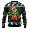 Men's Christmas Sweater with Reindeer and Festive Lights Design