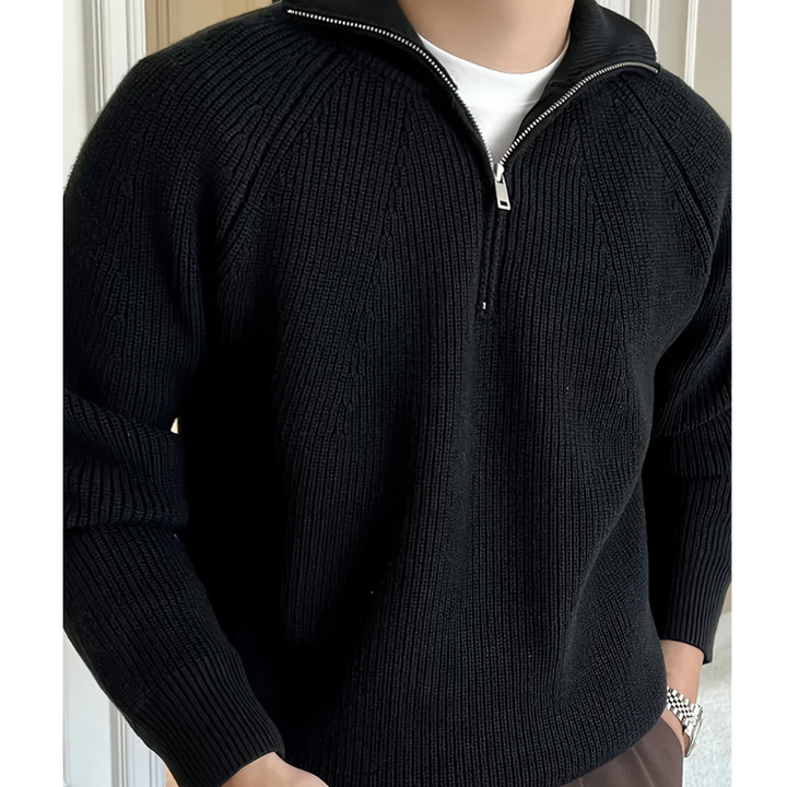 Men's Chunky Knit Half-Zip Sweater - Classic Raglan