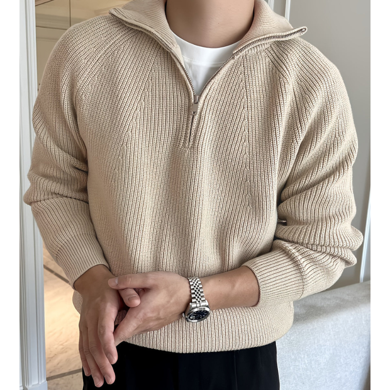 Men's Chunky Knit Half-Zip Sweater - Classic Raglan