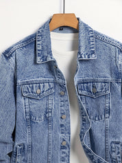 Men's Classic Denim Winter Jacket - Timeless Blue