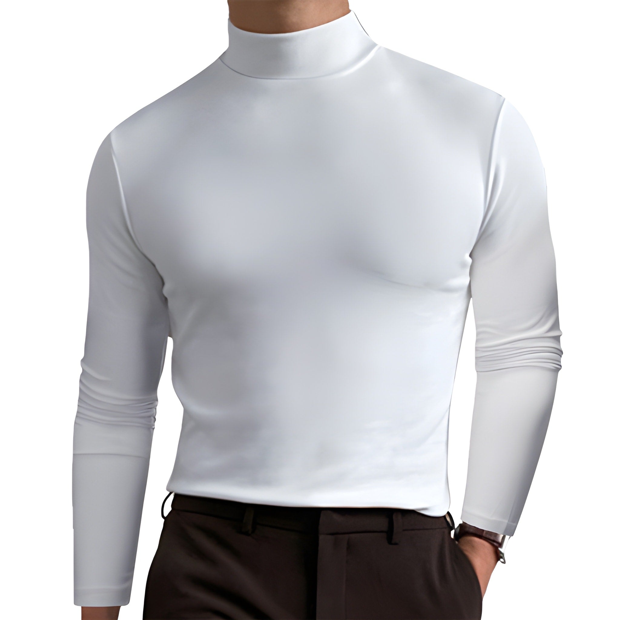 Men's Collared Short Sleeve T-Shirt - Slim Fit Cotton - White