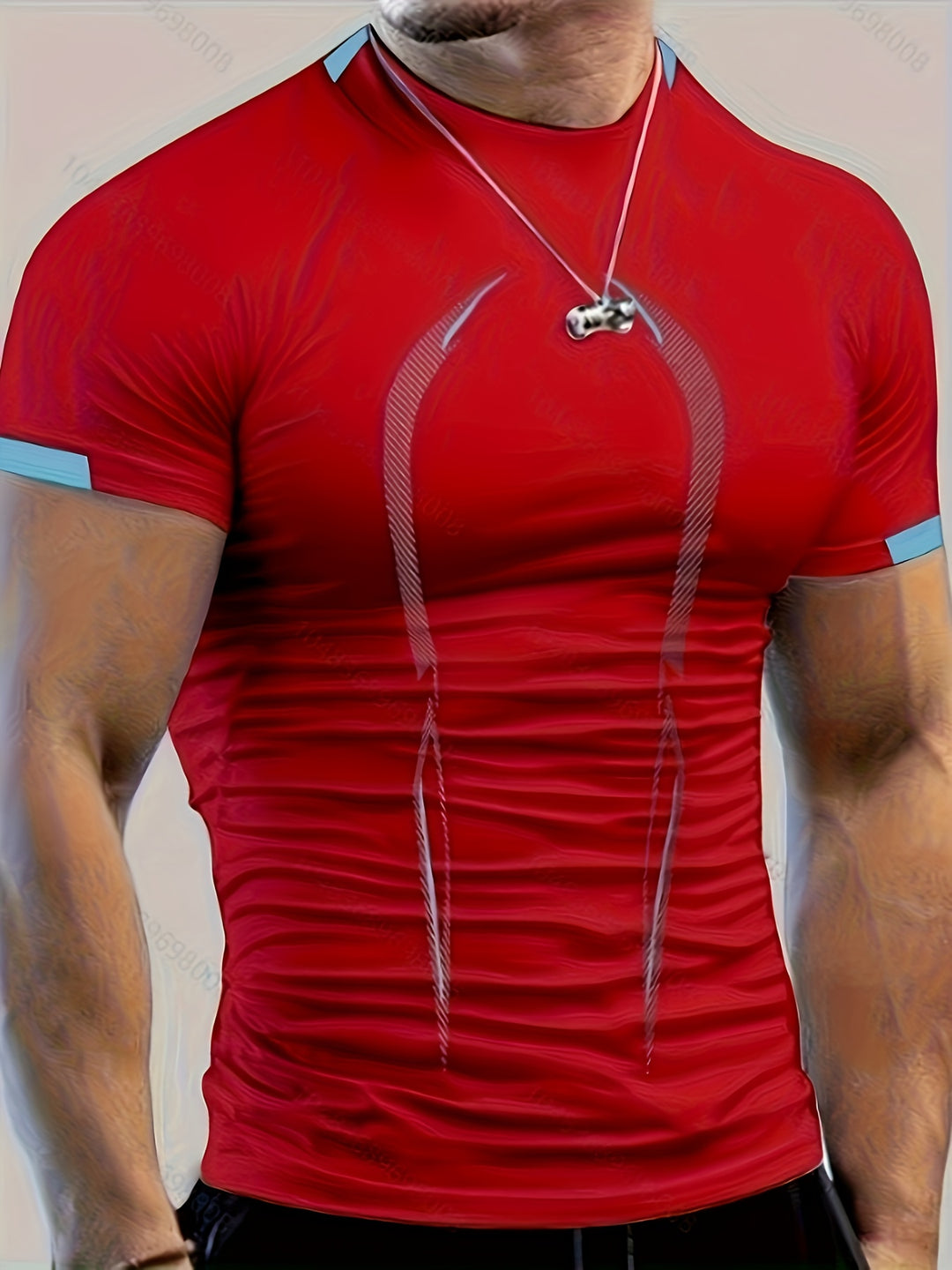 Men's Color Block Athletic Shirt - Quick Dry Slim Fit - Red