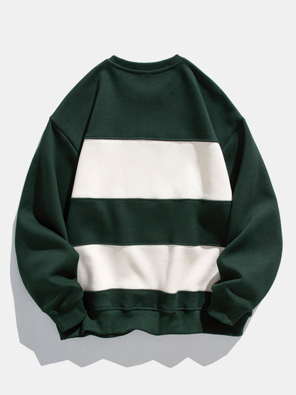 Men's Color Block Crew Neck Sweatshirt – Relaxed Fit Pullover