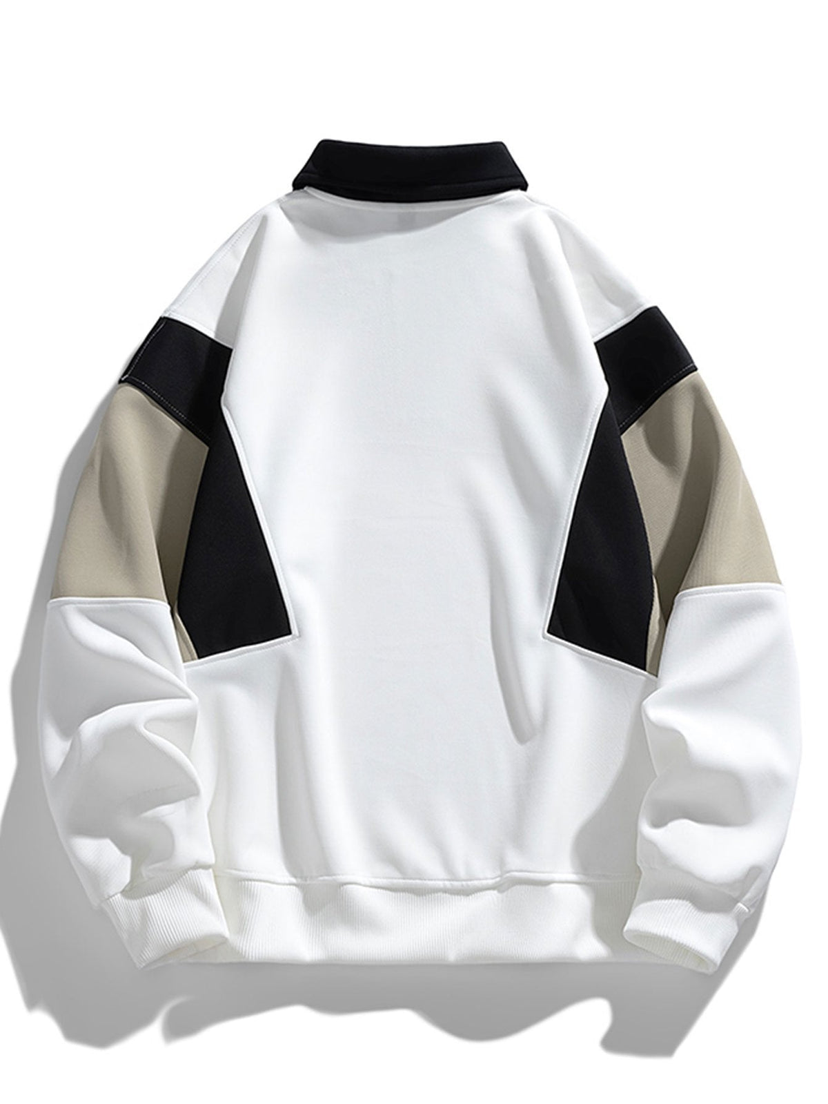 Men's Color Block Polo Sweatshirt – Relaxed Fit Long Sleeve