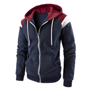 Men's Colorblock Hoodie - Sportive Loose Fit Sweatshirt - Blue