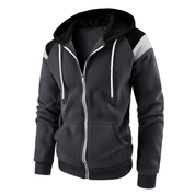 Men's Colorblock Hoodie - Sportive Loose Fit Sweatshirt - Grey