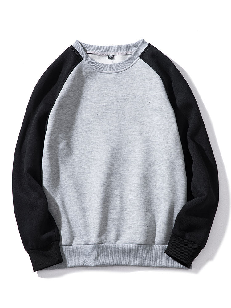 Men's Colorblock Raglan Sweatshirt in black/grey, Relaxed Fit Crew Neck