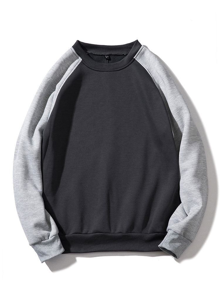 Men's Colorblock Raglan Sweatshirt in light grey/black, Relaxed Fit Crew Neck