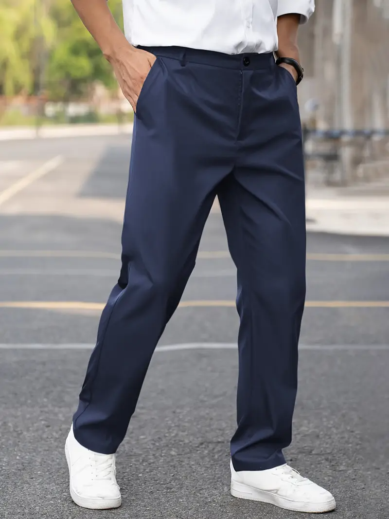 Men's Comfort Fit Casual Pants - Versatile Everyday Wear - Blue