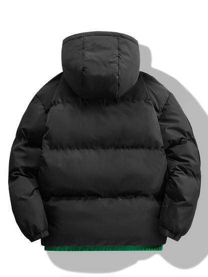 Men's Contrast Hooded Puffer Jacket - Winter Padded Outerwear