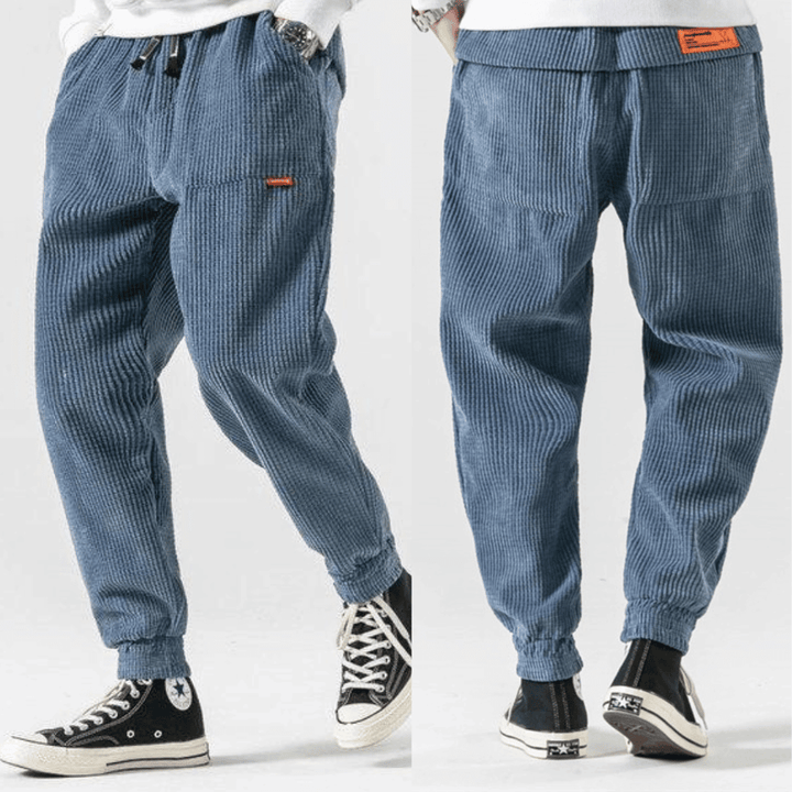 Men's Corduroy Cargo Pants - Relaxed Fit Casual