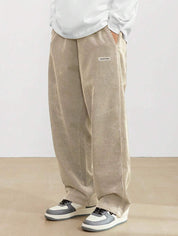 Men's Corduroy Pants - Loose-Fit Straight Leg - Beige