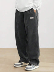 Men's Corduroy Pants - Loose-Fit Straight Leg - Black
