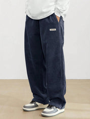 Men's Corduroy Pants - Loose-Fit Straight Leg - Blue