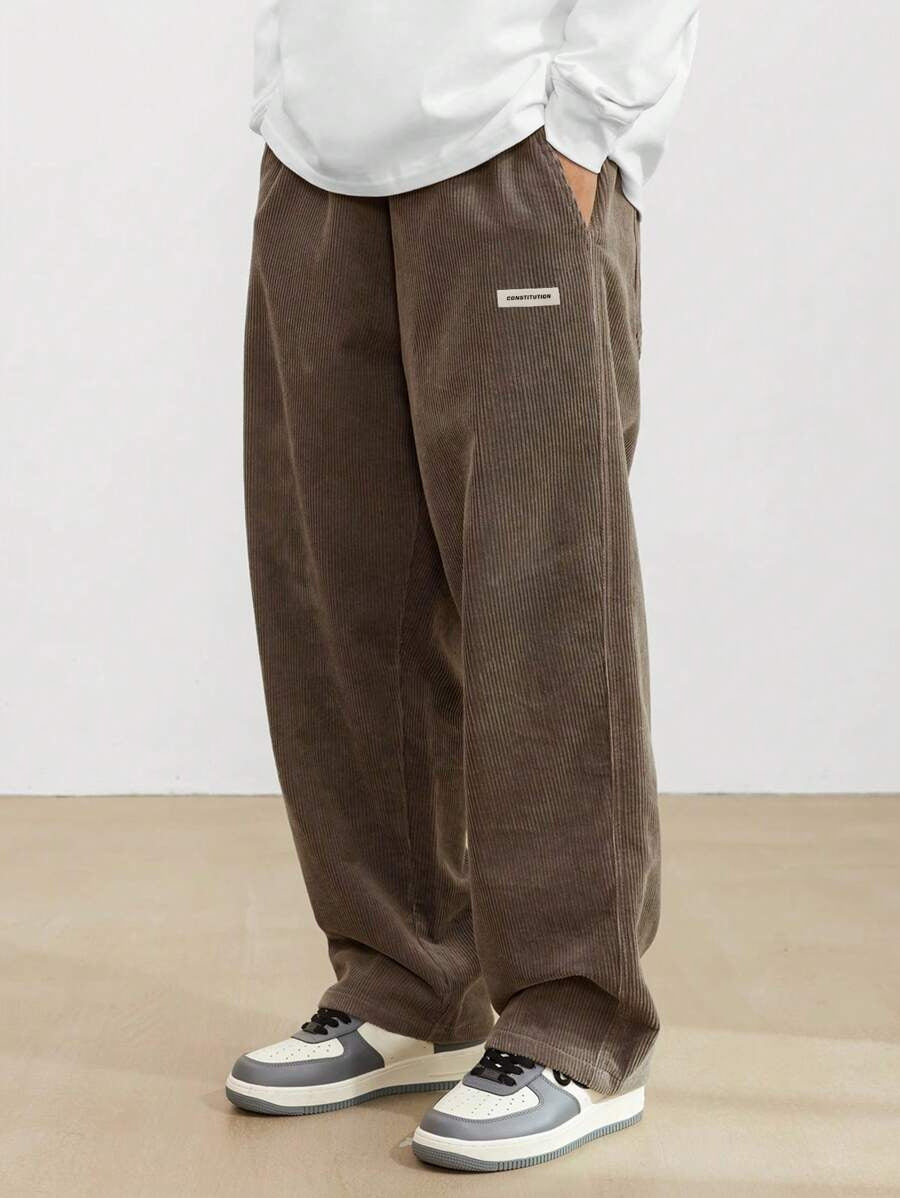 Men's Corduroy Pants - Loose-Fit Straight Leg - Green