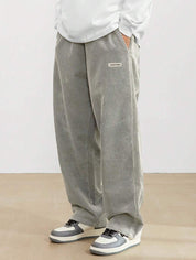 Men's Corduroy Pants - Loose-Fit Straight Leg - Grey