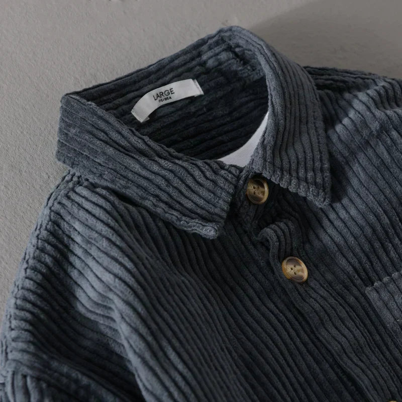 Men's Corduroy Shirt - Retro Long Sleeve