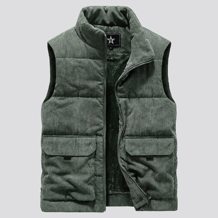 Men's Corduroy Vest - Warm Layering Piece - Green
