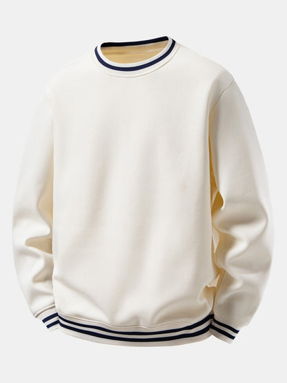 Men's Cotton Blend Crew Neck Sweatshirt – Relaxed Fit - Beige