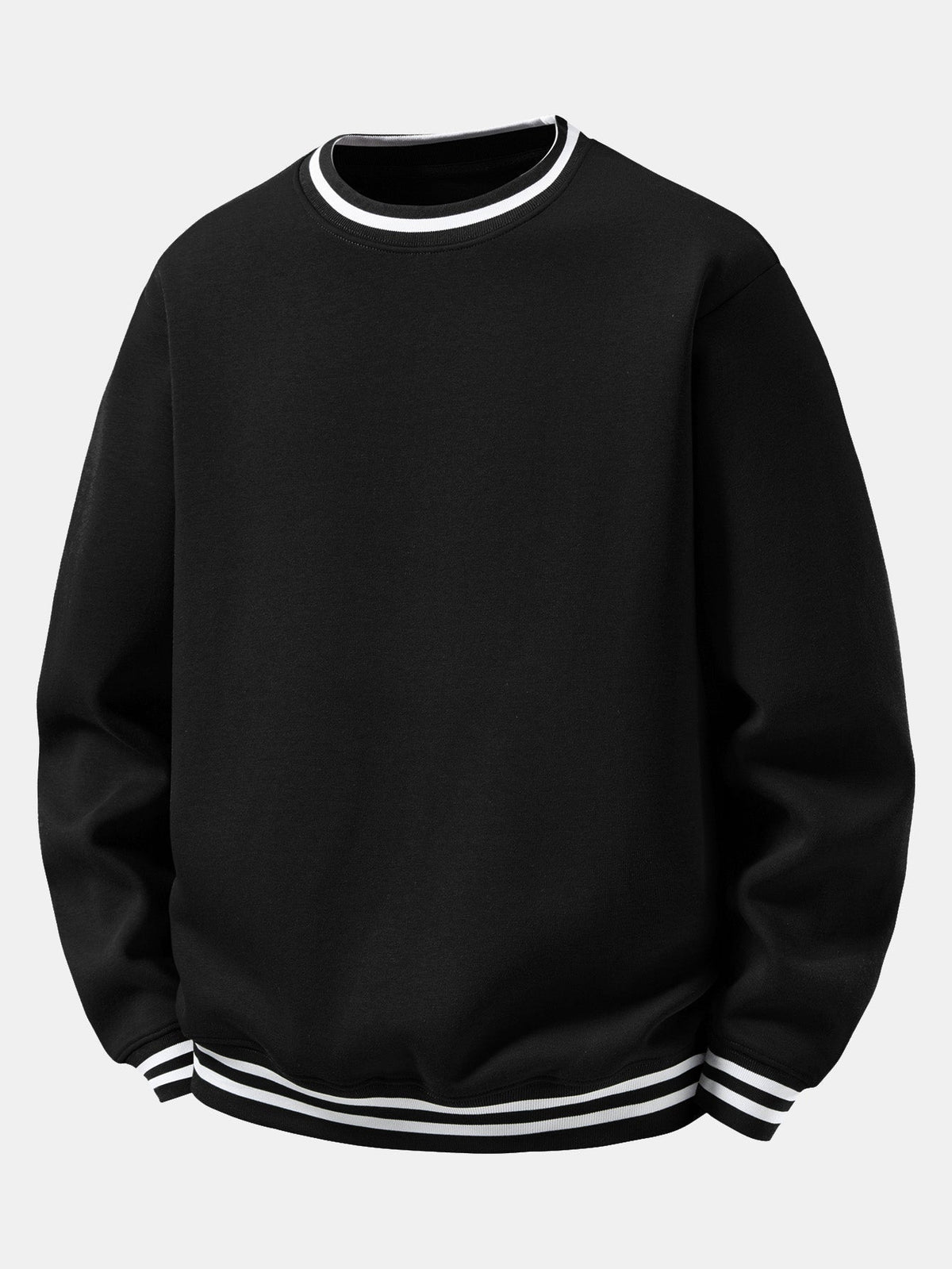 Men's Cotton Blend Crew Neck Sweatshirt – Relaxed Fit - Black