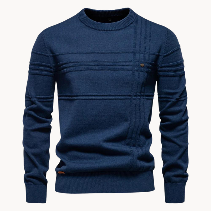 Men's Crew Neck Sweater - Warm Winter Essential - Blue