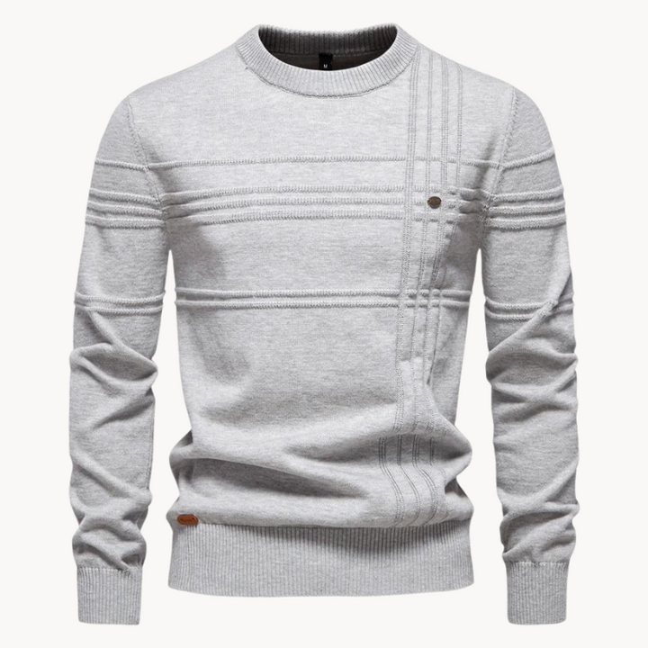 Men's Crew Neck Sweater - Warm Winter Essential - Grey