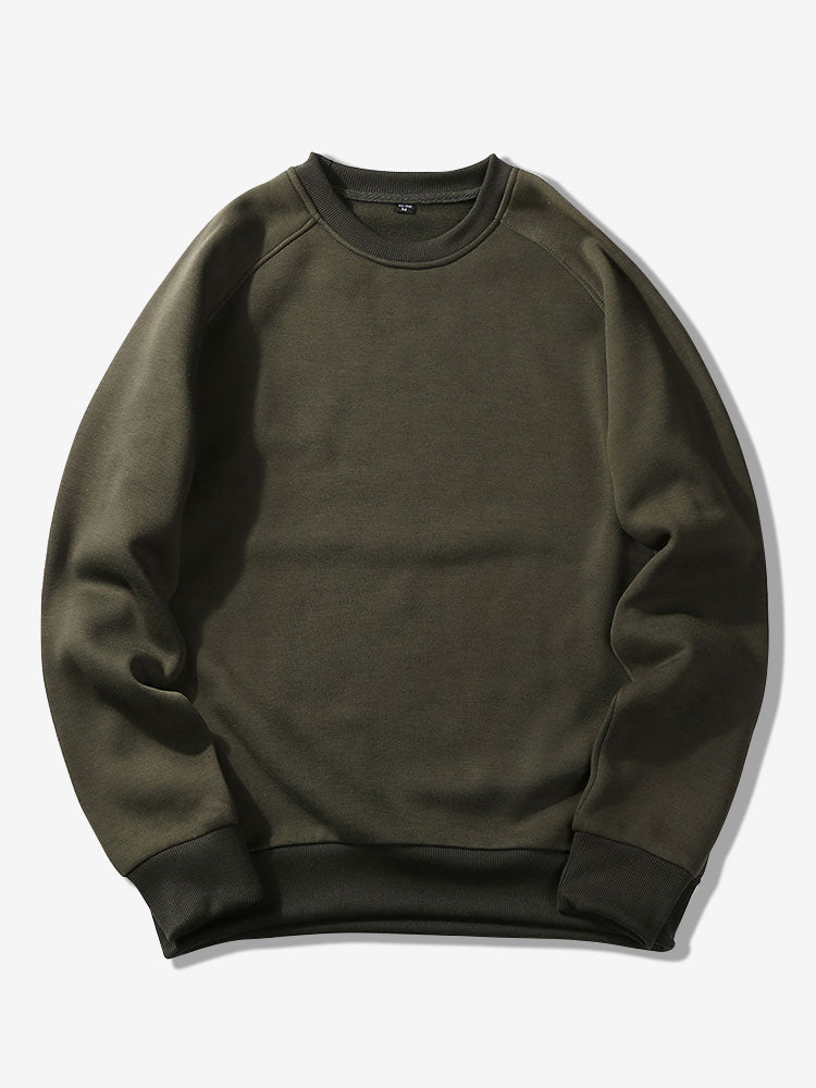 Men's Crew Neck Sweatshirt Raglan Sleeves – Relaxed Fit - Olive Green