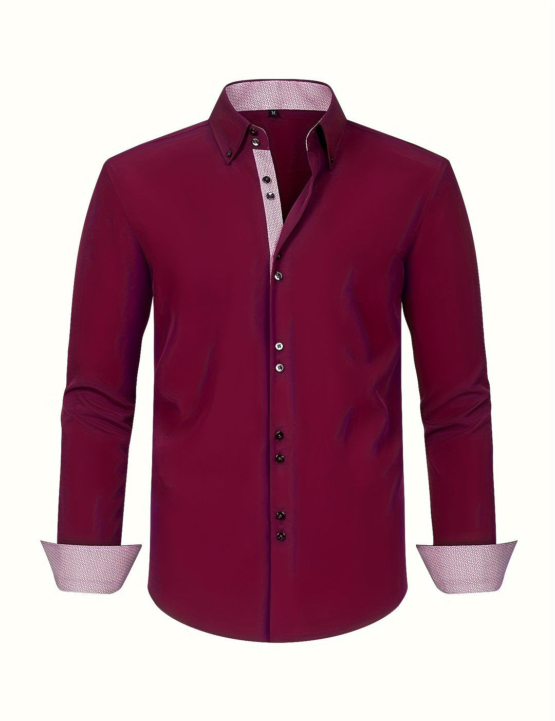 Men's Double-Breasted Stretch Shirt - Light Blue with Contrast Cuffs - Red