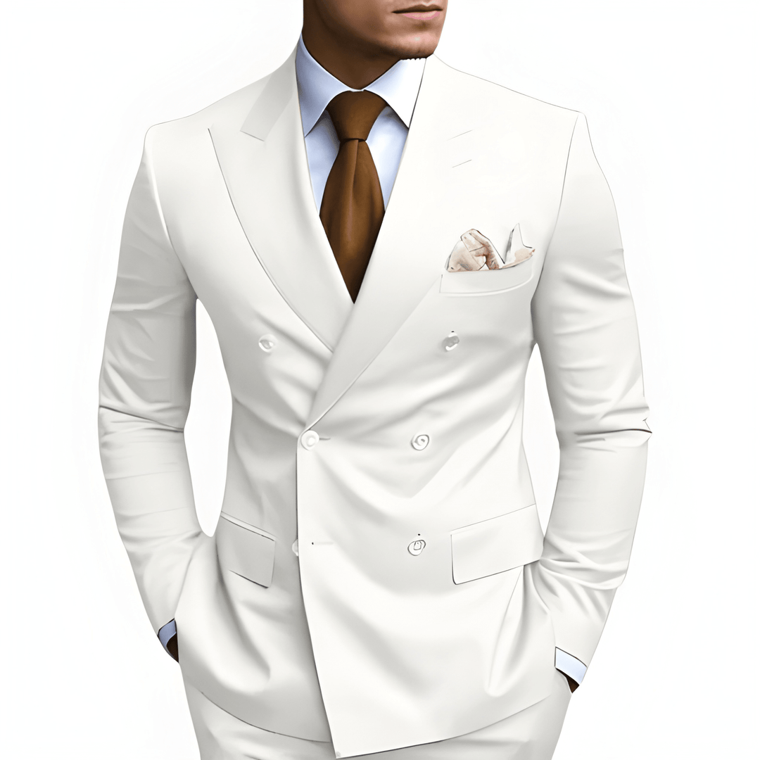 Men's Double-Breasted Suit - Slim Fit Elegance