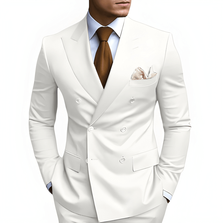 Men's Double-Breasted Suit - Slim Fit Elegance